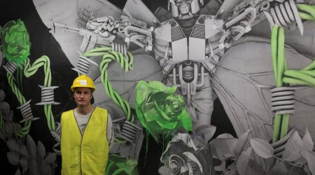 Casus Belli , 2016, intervento site specific, tecnica mista, cm 270x 670 (hxb)