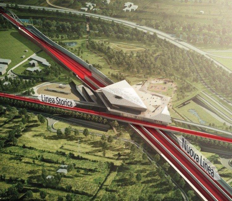 Stazione Susa Kengo Kuma_incrocio nuova linea e storica