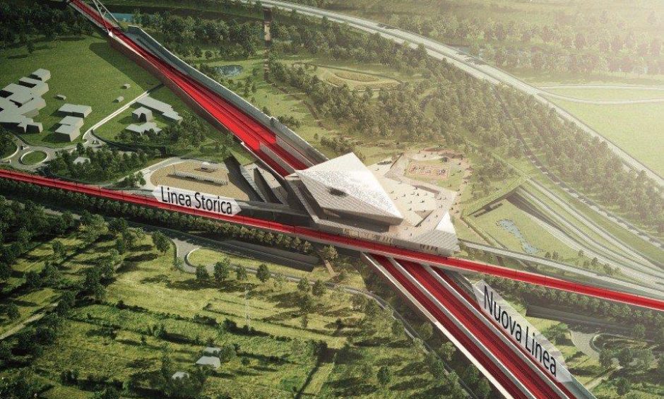Stazione Susa Kengo Kuma_incrocio nuova linea e storica